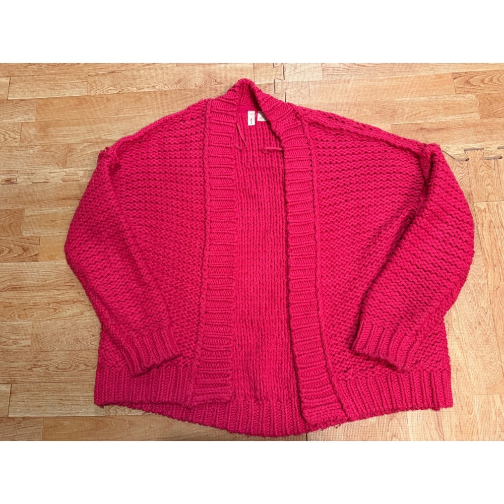 Moth Anthropologie Hot Pink Chunky Knit Open Front Cardigan Sweater XS